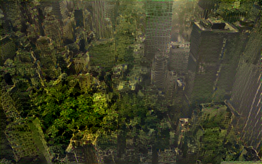 Output of New York City and a rainforest