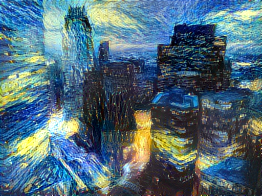 Output of Boston skyline and starry night