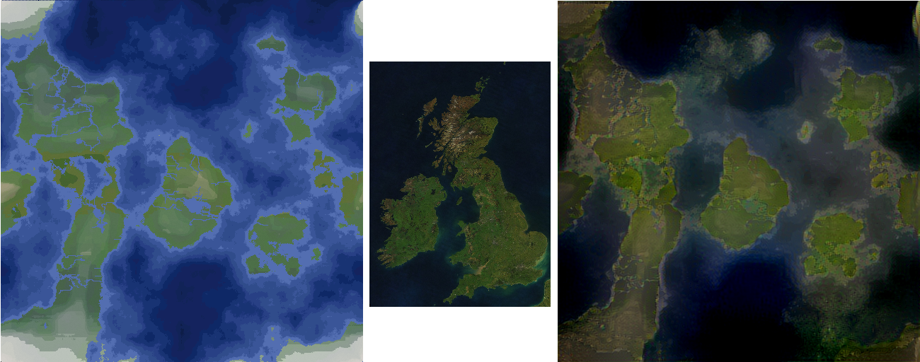 Output of generated map plus real-world satellite
imagery