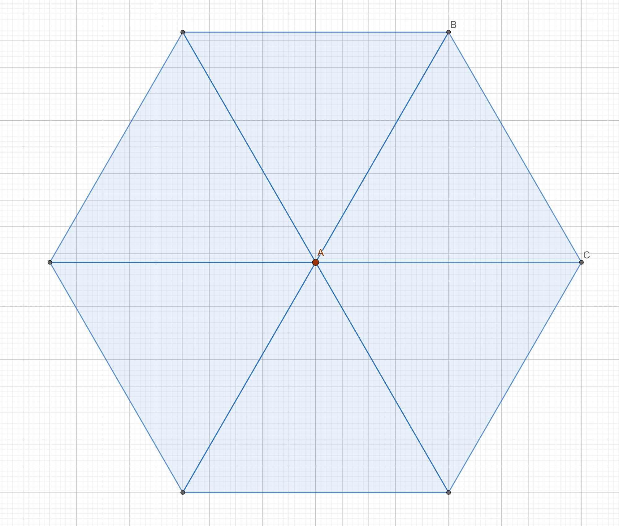 hexagon center point in red with original icosahedron faces fanning 
out