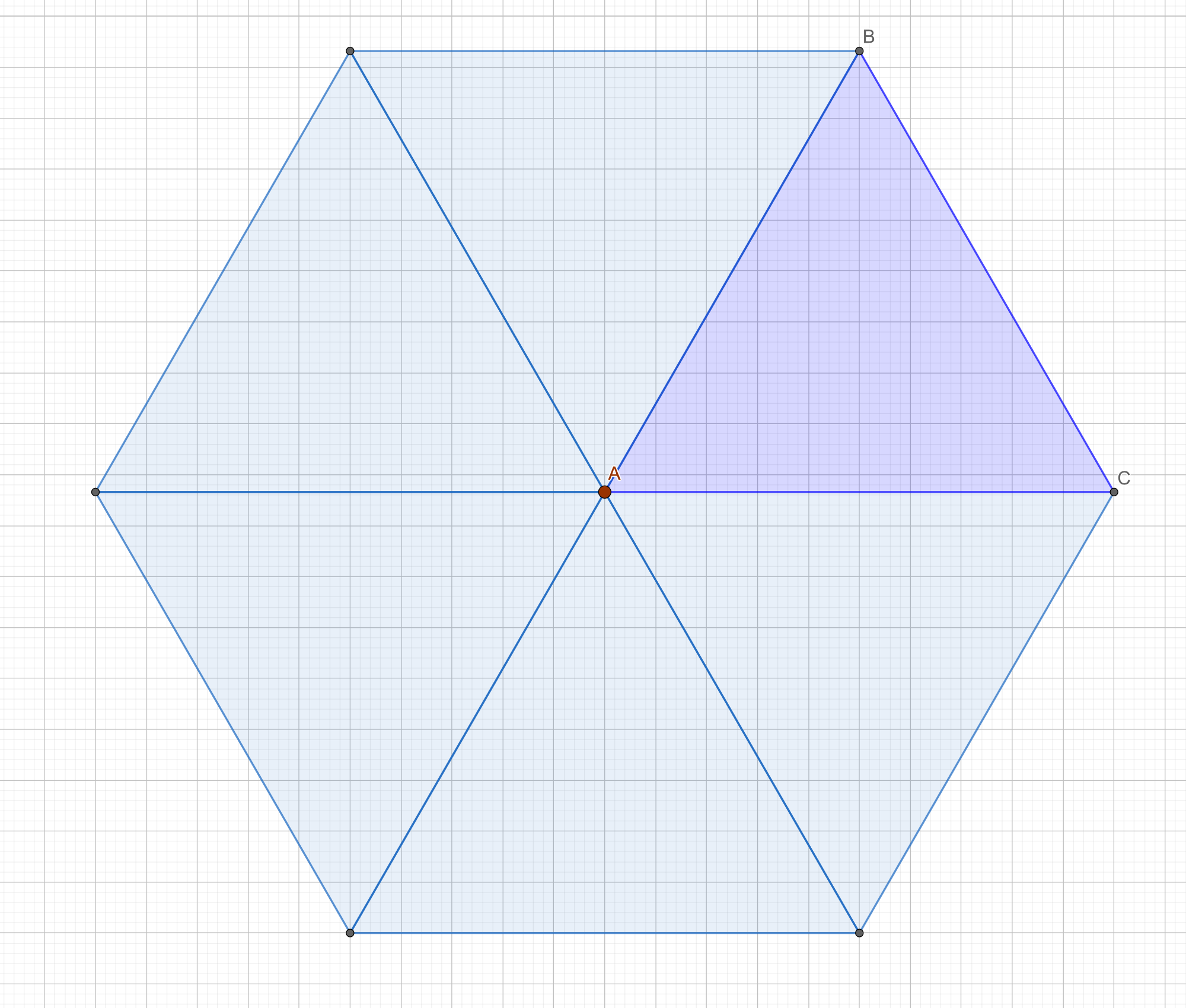 hexagon fan with selected triangle face in 
blue